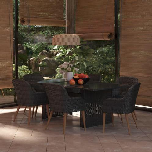 vidaXL 7-delige Tuinset poly rattan zwart, Tuin en Terras, Tuinsets en Loungesets, Tuinset, Nieuw, 6 zitplaatsen, Rotan, Verzenden