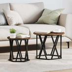 vidaXL Bijzettafel 2 pcs Gerookt eiken 50 x 50 x 40 cm, Huis en Inrichting, Verzenden, Rond, Nieuw, 50 tot 100 cm