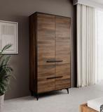 Kledingkast donker eiken 92x40x185 met klapdeuren, Huis en Inrichting, Kasten | Vitrinekasten, Verzenden, Nieuw, 50 tot 100 cm
