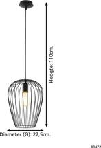 EGLO Newtown Hanglamp - E27 - Ø 27,5 cm - Zwart, Huis en Inrichting, Lampen | Hanglampen, Ophalen of Verzenden, Gebruikt