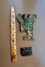 Chancay Pierre - Os - Tumbaga _ Fibule + gewicht, + hanger -, Antiek en Kunst