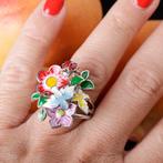 Zilveren emaille ring – Betoverde tuin met gelukskoekje -, Antiek en Kunst