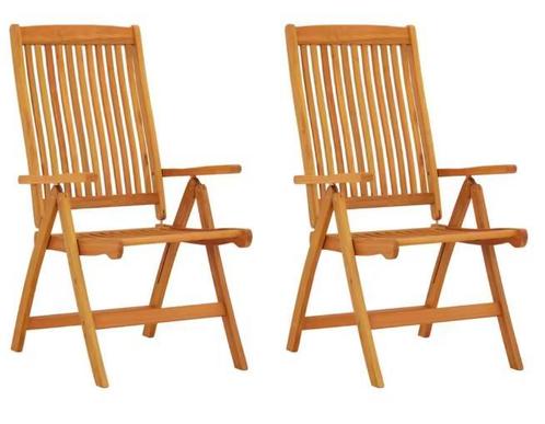 2x Opvouwbare Eucalyptus Tuinstoelen – Verstelbaar Hout, Tuin en Terras, Tuinstoelen, Nieuw, Verzenden