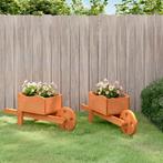 vidaXL Plantenbakken kruiwagen 2 st 47x15x19 cm massief, Tuin en Terras, Verzenden, Nieuw