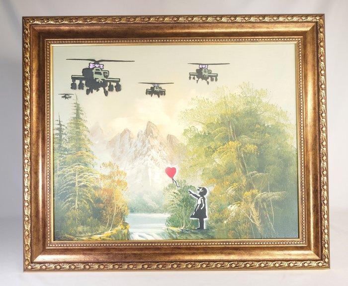 Fictional World (1980) - Banksy´s Helicopter helps Glowing, Antiek en Kunst, Kunst | Schilderijen | Modern