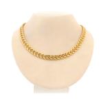 Gouden fantasie schakel collier | 42 cm (robuuste collier), Ophalen of Verzenden, Gebruikt, Overige kleuren, Goud