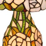 Tiffany tafellamp met verlichte voet – rozen & bladmotief –, Huis en Inrichting, Lampen | Tafellampen, Verzenden, Nieuw