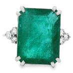 Ring Platina - 11.70ct. tw. Smaragd - Diamant, Nieuw