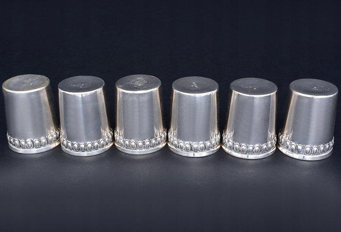 Wijnglas - Vintage shotglaasjes set van 6 - .800 zilver -, Antiek en Kunst, Antiek | Goud en Zilver