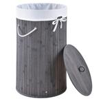 Bamboe Wasmand Curly - 55 Liter - Grijs - Incl. Waszak & Dek, Huis en Inrichting, Badkamer | Badtextiel en Accessoires, Verzenden