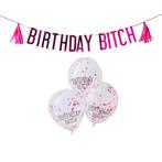 Roze Ballonnen Set Happy Birthday Bitch 2,5m, Verzenden, Nieuw