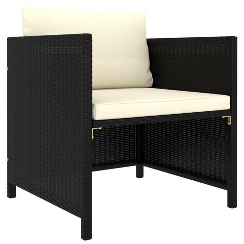 vidaXL Tuinbank met kussens poly rattan zwart, Tuin en Terras, Tuinsets en Loungesets, Nieuw, Rotan, Verzenden