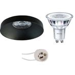 GU10 Inbouwspot Set - Mat Zwart - Inbouw Rond - Philips -, Metaal of Aluminium, Nieuw, Ophalen of Verzenden, Led
