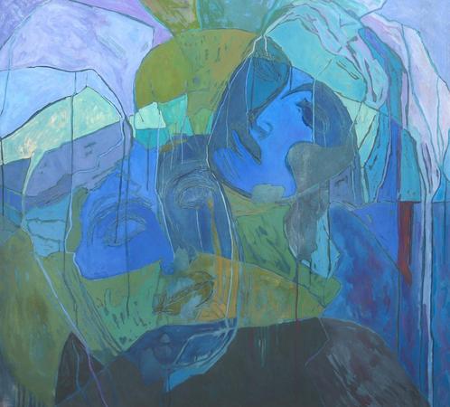 Maria Neefjes (1943), Gesprek in de regen, Antiek en Kunst, Kunst | Schilderijen | Modern
