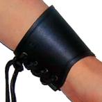 Korte Zwarte Bracers van Leer, Verzenden, Nieuw, Zwart, Leer