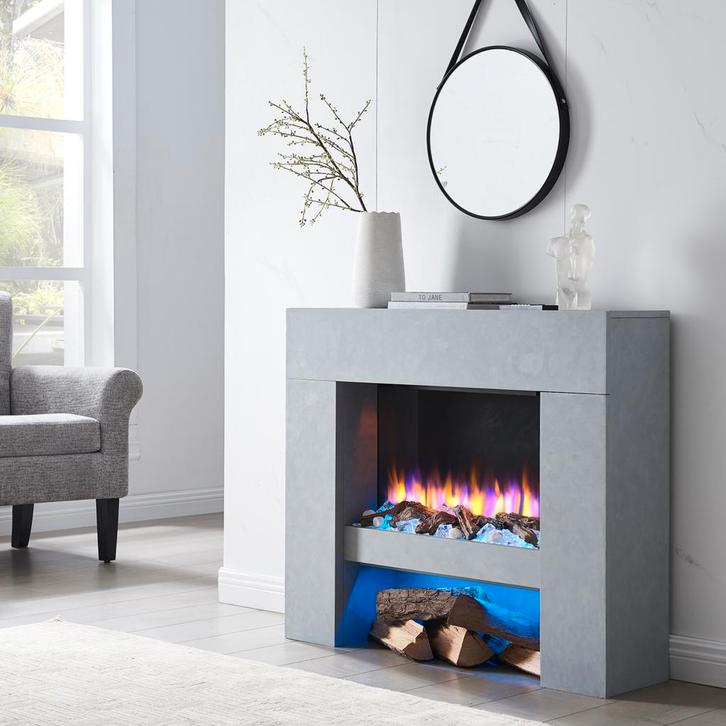 BALDERIA Havana Elektrische Haard - Grijs, Huis en Inrichting, Haarden, Elektrische haard, Nieuw