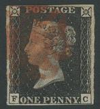 Groot-Brittannië 1840 - Penny Black-postzegel, letters, Postzegels en Munten, Gestempeld