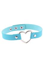 Choker Blauw Hartje Pu Leer Collar Ketting Hart Halsband Lol, Nieuw, Blauw, Kunststof, Ophalen of Verzenden