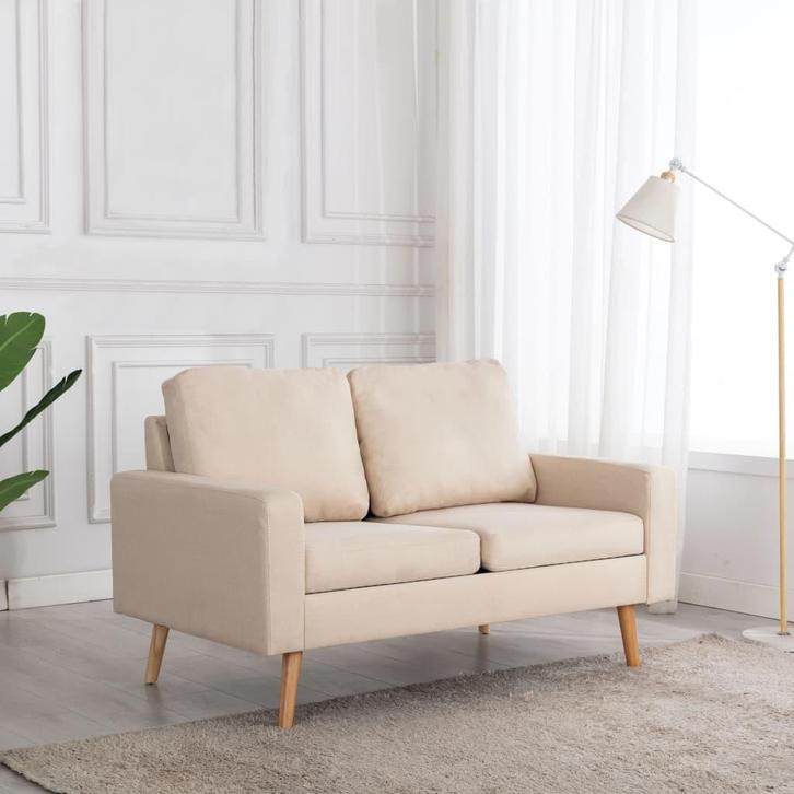 vidaXL Tweezitsbank stof crème, Huis en Inrichting, Banken | Bankstellen, Nieuw, Minder dan 150 cm, Stof, Tweepersoons, Verzenden