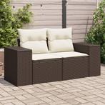 vidaXL Tuinbank 2-zits met kussens poly rattan bruin, Tuin en Terras, Verzenden, Nieuw, Rotan