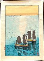 Woodblock Print Hiroshi Yoshida Hikaru umi  (Glittering, Antiek en Kunst