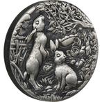 Lunar III - Year of the Rabbit- 2 oz 2023 Antique, Postzegels en Munten, Zilver, Losse munt, Verzenden