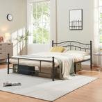 Metalen bed twijfelaar Florenz incl. bedbodem 140x200 zwart, Huis en Inrichting, Slaapkamer | Bedden, Verzenden, Nieuw