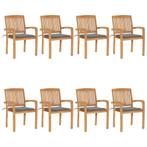 vidaXL Tuinstoelen stapelbaar 8 st met kussens massief, Tuin en Terras, Tuinstoelen, Verzenden, Nieuw, Hout