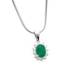 Hanger - 14 karaat Witgoud - 0.72ct. tw. Smaragd - Diamant -