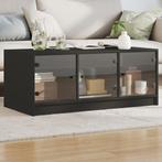 vidaXL Salontafel met glazen deuren 102x50x42 cm zwart, 100 tot 150 cm, Verzenden, Nieuw, 50 tot 100 cm