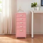Kantoorkast Kökar ladekast op wielen 69x28x41 cm roze [en.ca, Verzenden, Nieuw in verpakking