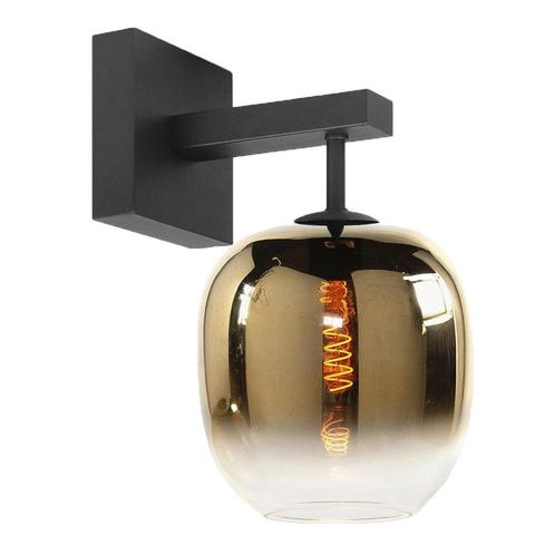 Highlight Wandlamp Glazen lampenkap 23cm Semi Goud E27, Huis en Inrichting, Lampen | Wandlampen, Glas, Metaal, Ophalen of Verzenden