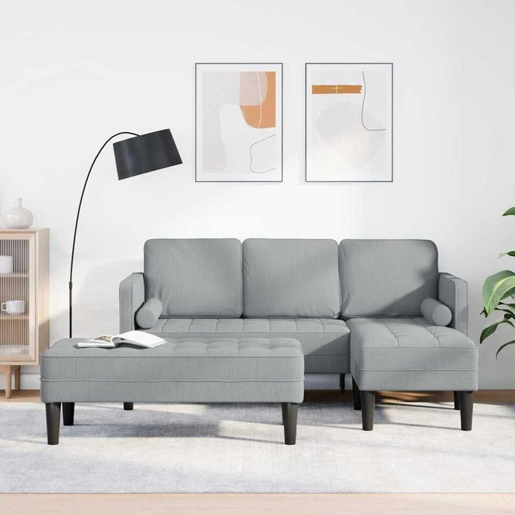 vidaXL Bankstel 2 pcs Lichtgrijs 173 x 131 x 67 cm Stof, Huis en Inrichting, Banken | Bankstellen, Nieuw, Minder dan 150 cm, Stof
