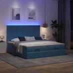 vidaXL Bed poef met matrassen en leds 200x200 cm fluweel, Huis en Inrichting, Slaapkamer | Bedden, Overige maten, 200 cm, Stof