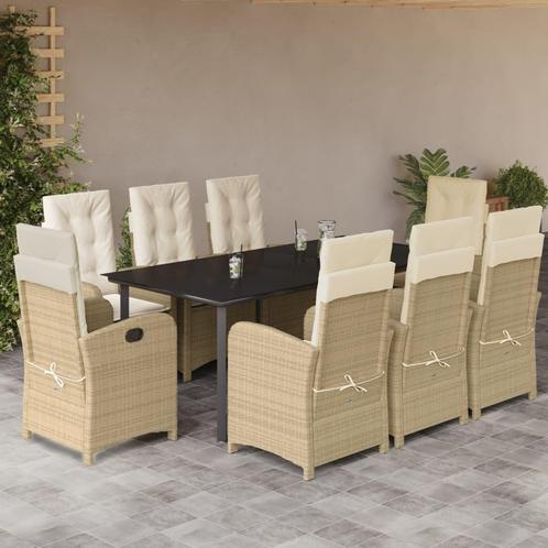 vidaXL 9-delige Tuinset met kussens poly rattan beige, Tuin en Terras, Tuinsets en Loungesets, Tuinset, Nieuw, 8 zitplaatsen, Rotan