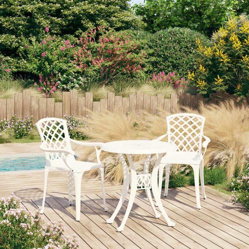 vidaXL 3-delige Bistroset gietaluminium wit, Tuin en Terras, Tuinsets en Loungesets, Nieuw, 2 zitplaatsen, Aluminium, Verzenden