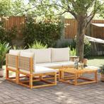 vidaXL 5-delige Loungeset met kussens massief acaciahout, Verzenden, Nieuw, Hardhout, Loungeset