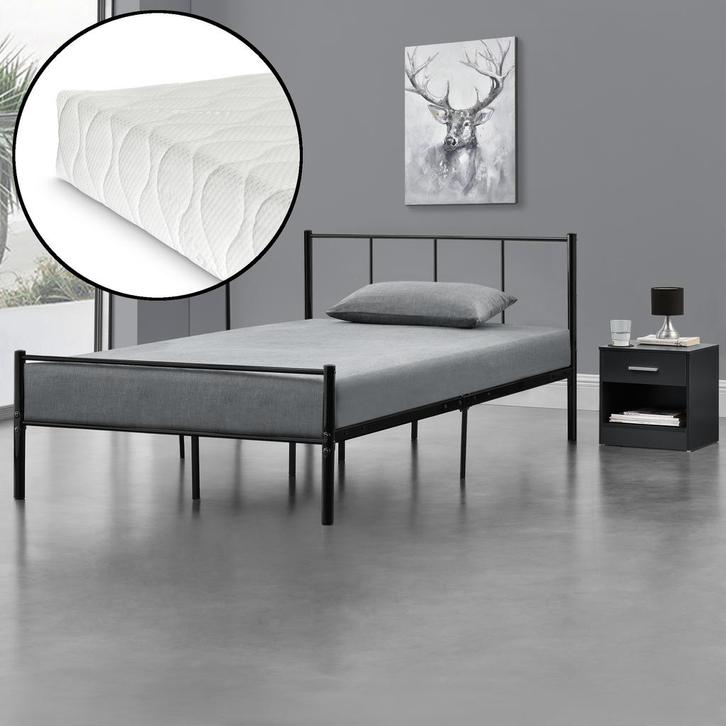 Metalen bedframe Hercules incl. matras zwart 120x200 cm, Huis en Inrichting, Slaapkamer | Bedden, Verzenden