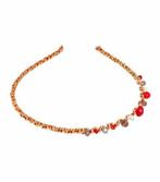 Haarband Diadeem 0,5cm – Facetkralen & Gouddraad – Rood, Sieraden, Tassen en Uiterlijk, Nieuw