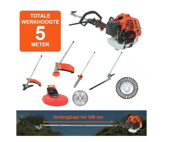 Kibani 6-in-1 Multitool XXL Bosmaaier – Werkhoogte 5 Meter, Tuin en Terras, Hand-tuingereedschap, Nieuw