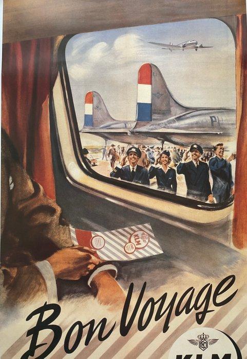 Een vintage reclame poster KLM - Reprint 2004 - 2000-2010, Antiek en Kunst, Antiek | Wandborden en Tegels