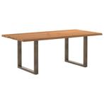 vidaXL Eettafel met natuurlijke rand massief eikenhout, Huis en Inrichting, Verzenden, Nieuw