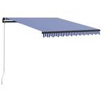 vidaXL Luifel handmatig uittrekbaar 350x250 cm blauw en wit, Verzenden, Nieuw