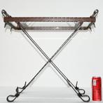 Bijzettafel - Faux Leather Iron Strap Folding Side Table - H