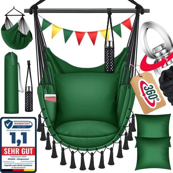 Hangstoel - Binnen & Buiten - Hangschommel - Tot 150kg - Gro, Tuin en Terras, Overige Tuin en Terras, Nieuw, Verzenden