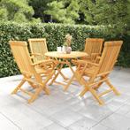 vidaXL 5-delige Tuinset massief teakhout, Tuin en Terras, Tuinsets en Loungesets, 4 zitplaatsen, Verzenden, Nieuw, Tuinset