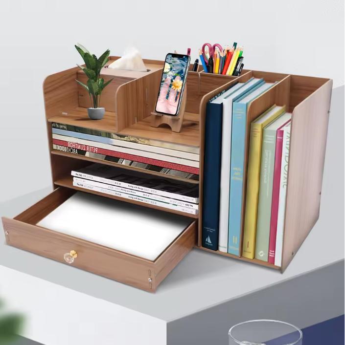 Bureau Organizer 4 Lagen – Houten Documenten en Papierrek, Huis en Inrichting, Kasten | Boekenkasten, Nieuw, Verzenden
