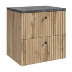 Badplaats Wastafelkast Saros 60 cm - Eiken -  Met Bovenblad, Verzenden, Nieuw, Wastafelkast