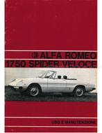 1970 ALFA ROMEO SPIDER 1750 VELOCE INSTRUCTIEBOEKJE, Auto diversen, Handleidingen en Instructieboekjes