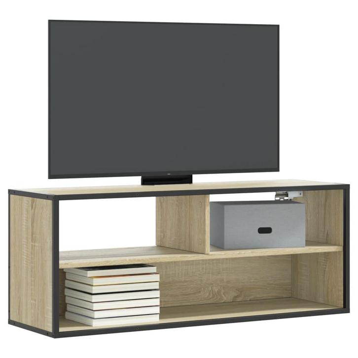 vidaXL Tv-meubel 100x31x39,5cm bewerkt hout metaal sonoma, Huis en Inrichting, Kasten | Televisiemeubels, Nieuw, Overige houtsoorten